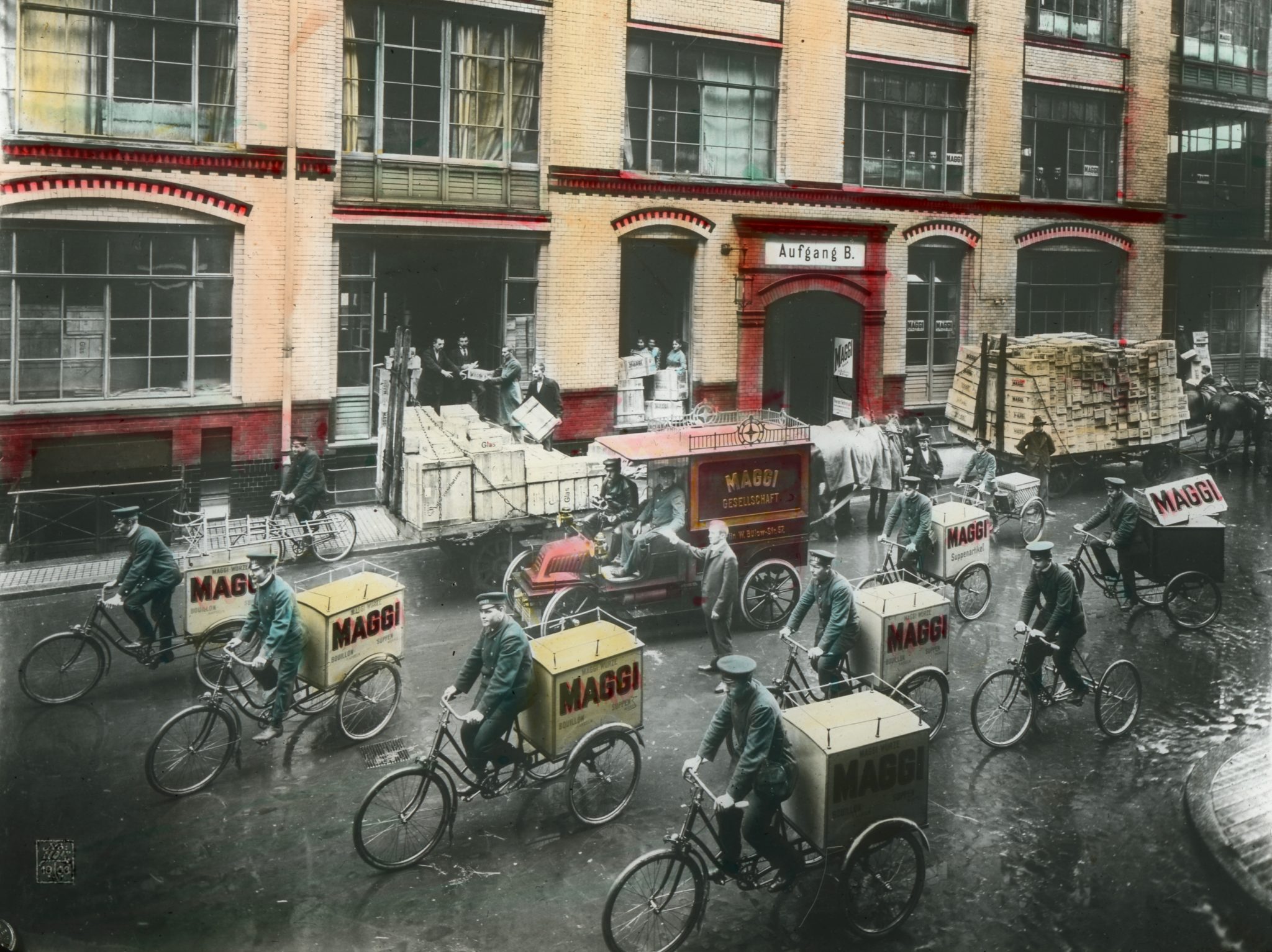 Maggi-Auslieferung per Fahrrad um 1900