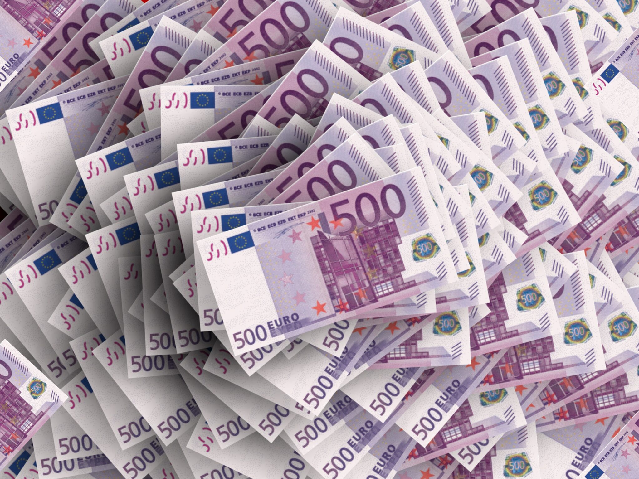 Viele gestapelte 500-Euro-Scheine
